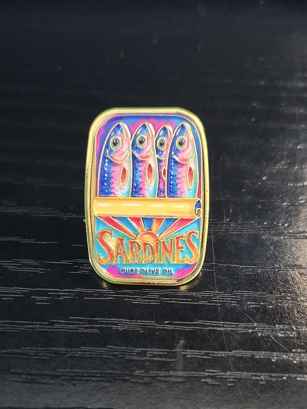 Sardines Enamel Pin - Multicolor Decorative Fish Can